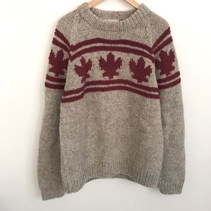 Hand knit sweater with 🍁 maple leafs Canada 🇨🇦